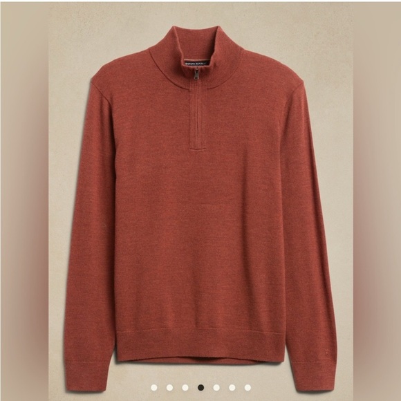 Banana Republic Men’s Franco Merino Wool Half Zip Sweater Rust Red Medium - Picture 1 of 5